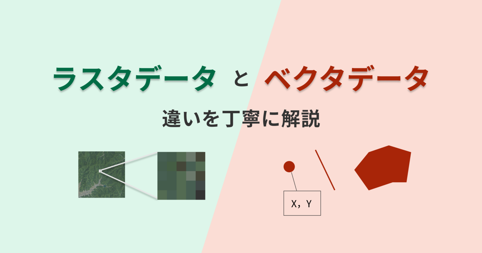 Gisを扱っているとよく出てくるのがラスタデータとベクタデータ。